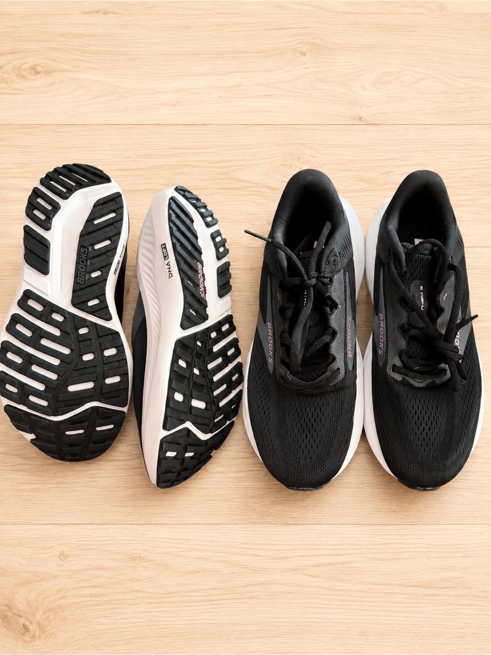 Brooks WOMEN's Athletic Running Shoes - Black with White Soles